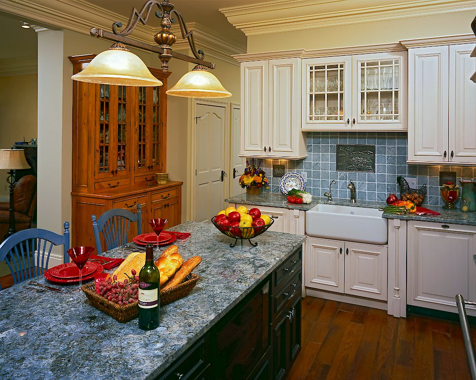 Silver blue granite counter-tops with an eased edge.
