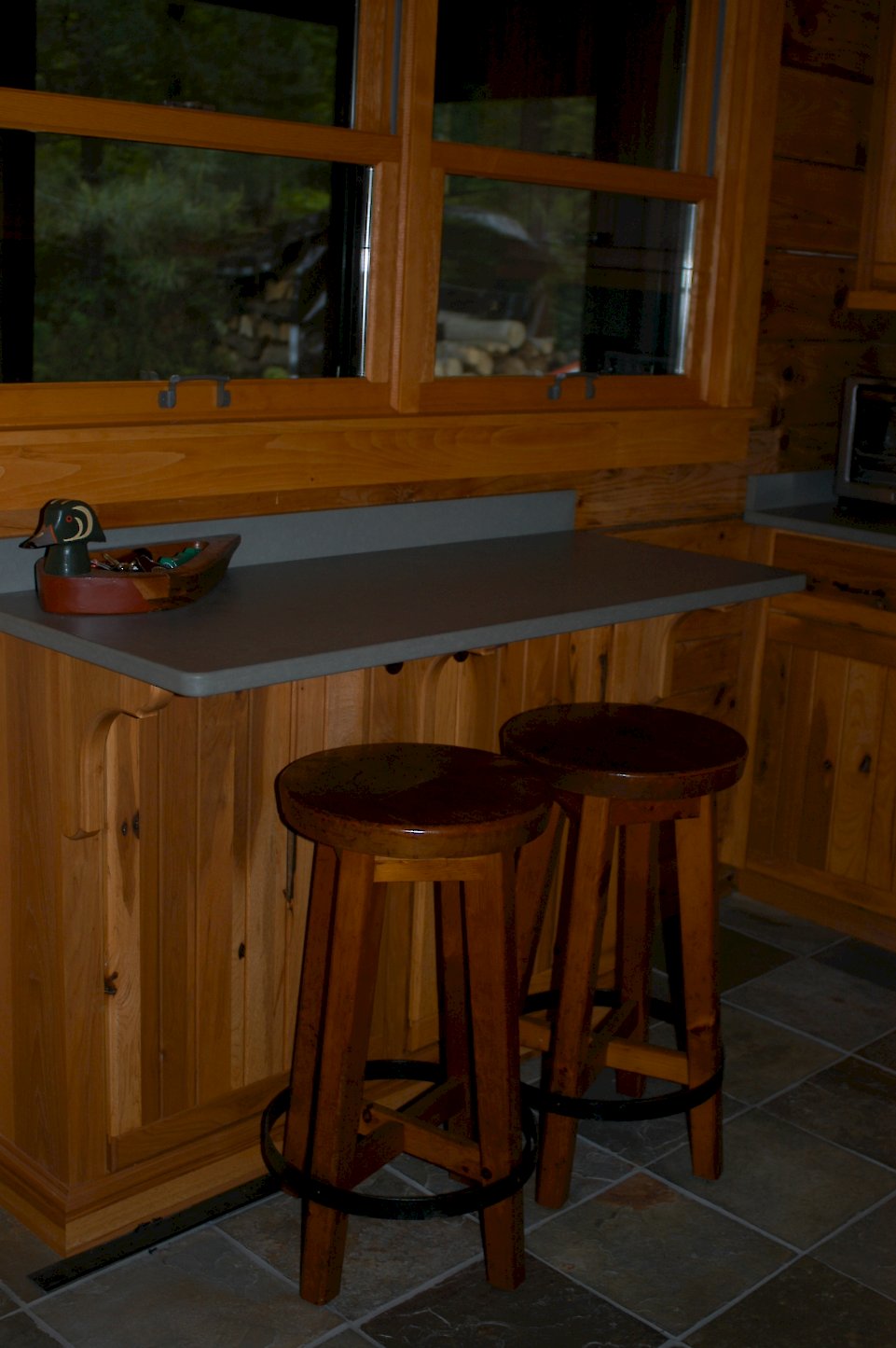 A breakfast nook on the side of the kitchen.