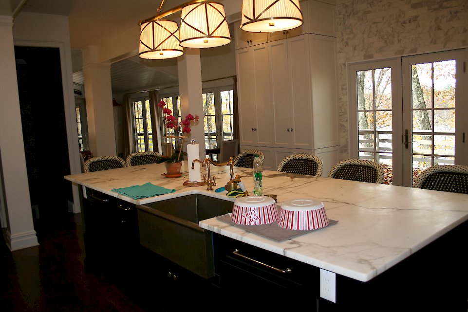 Marble counter-tops on the island.