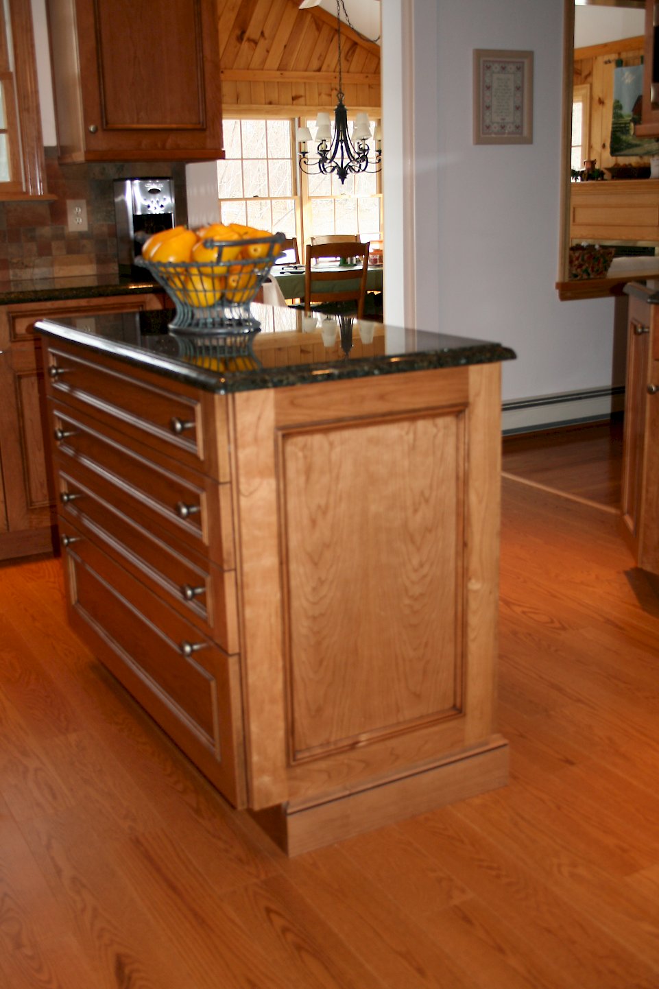 Side view of the kitchen island.