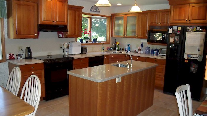 Cherry kitchen with a natural finish.