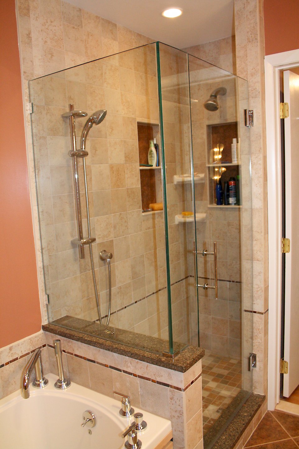 Custom glass frameless shower doors.