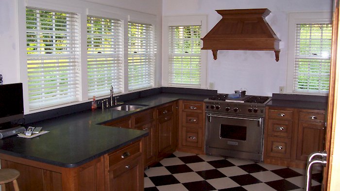 A Natural Cherry Wood-Mode Kitchen.