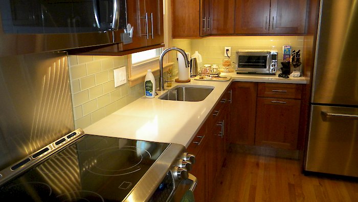 Caesarstone frosty carrina counter-tops with an eased edge.